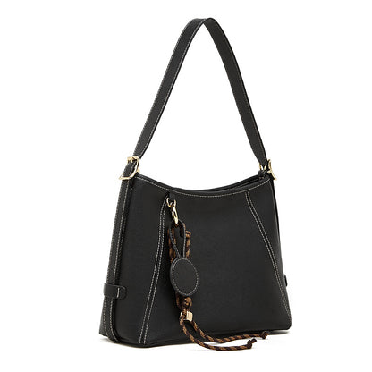 Artisan Stitched Genuine Leather Bag - Vintage Western Shoulder Tote with Tassel