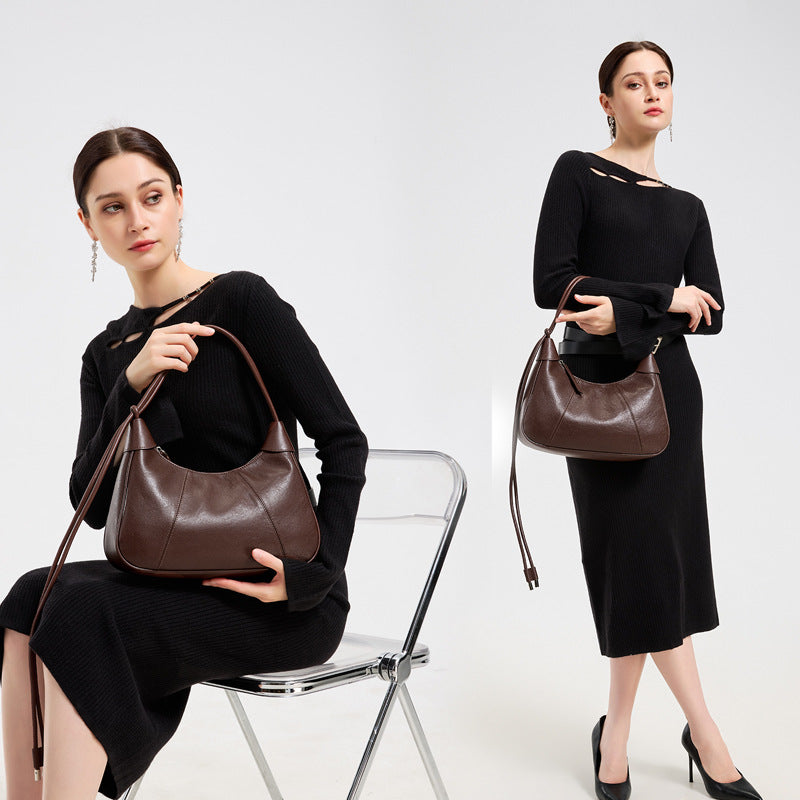 Women's Sable Crescent Genuine Leather Hobo Bag