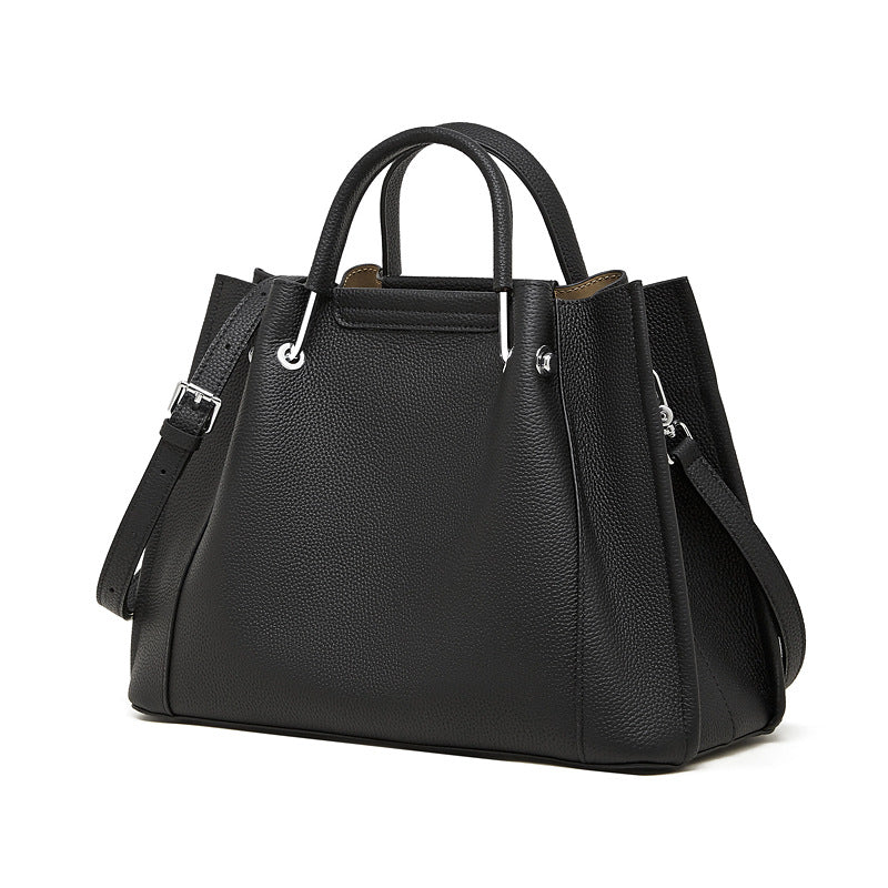 Women's Executive Trapezoid Genuine Leather Tote Bag