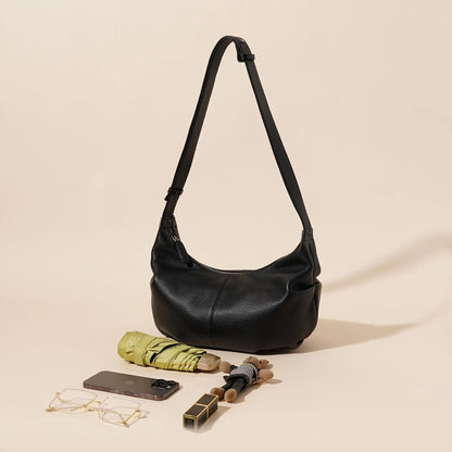 Obsidian Slouch Crescent Genuine Leather Hobo Bag