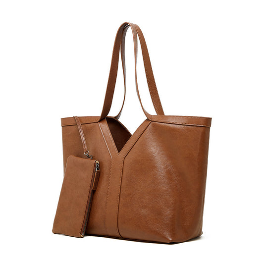 Herbstliche Tragetasche aus echtem Leder im koreanischen Stil