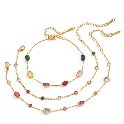 Chromatic Gradient Geometric Luminary Stacking Bracelet