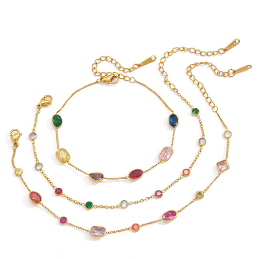 Chromatic Gradient Geometric Luminary Stacking Bracelet