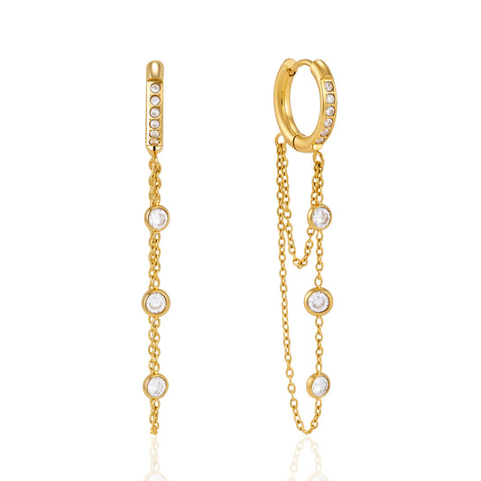 Modern Luxury Double Layer Station Chain Earrings