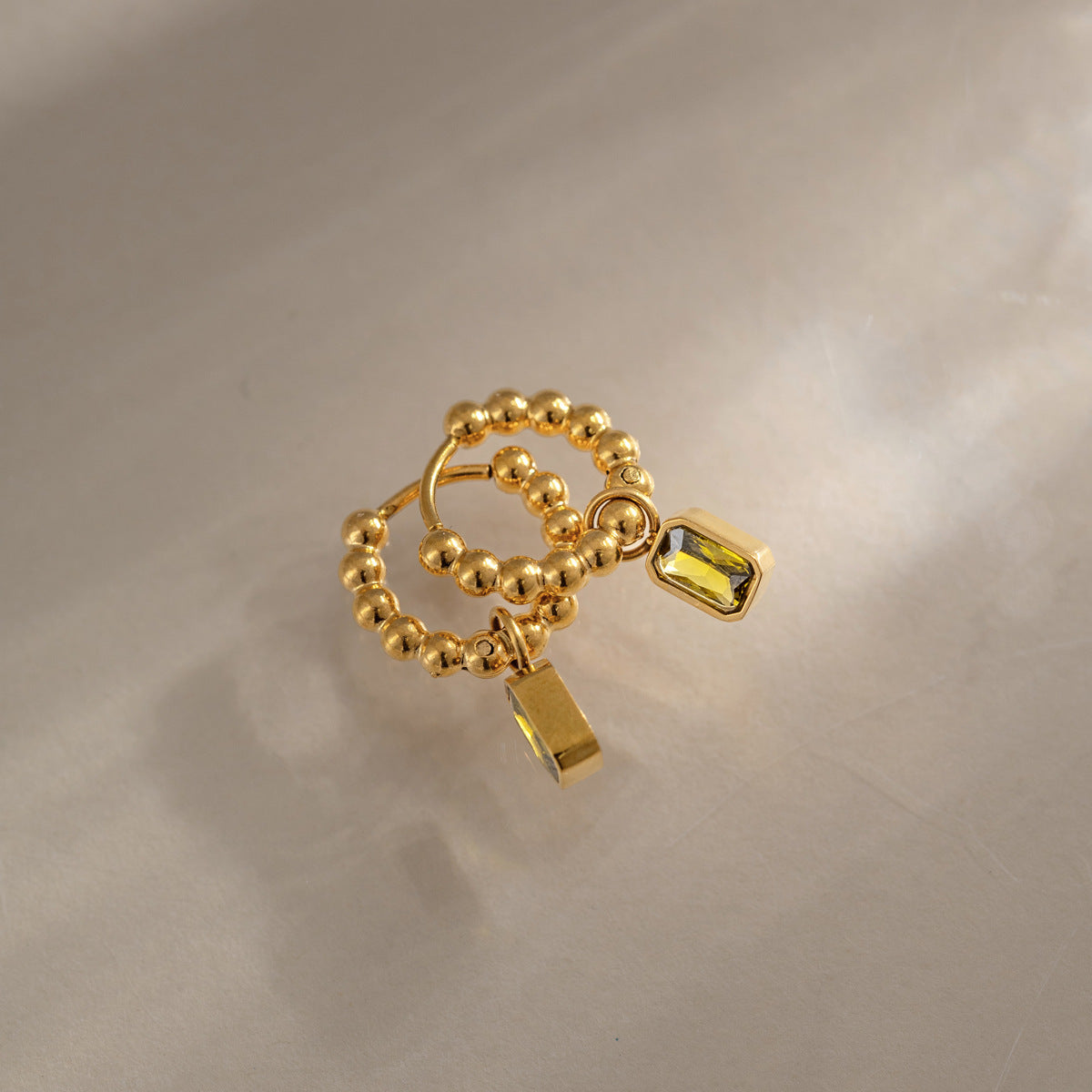 Luxury Vintage Ribbed Beaded Champagne Charm Earrings