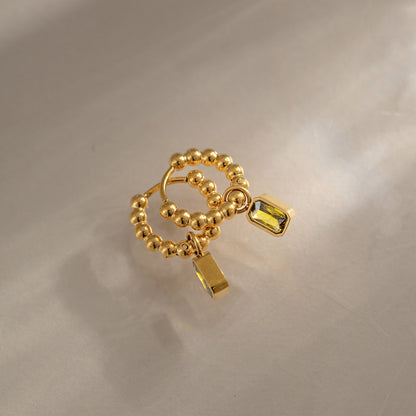 Luxury Vintage Ribbed Beaded Champagne Charm Earrings