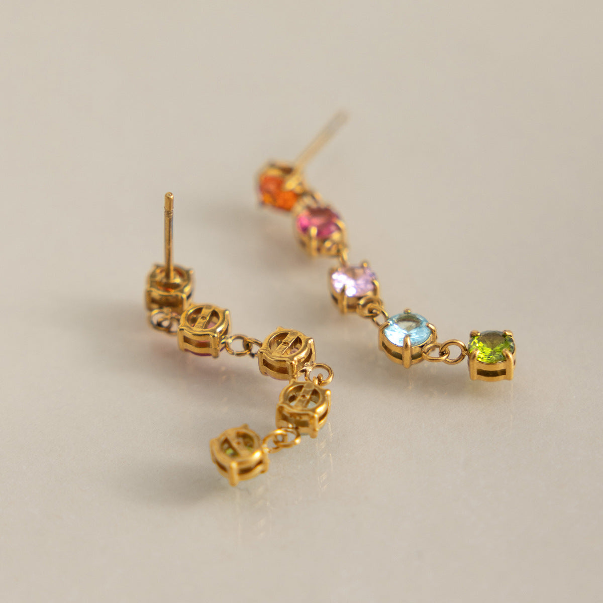 Modern Luxury Pastel Bright Tennis Chain Earrings