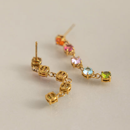 Modern Luxury Pastel Bright Tennis Chain Earrings
