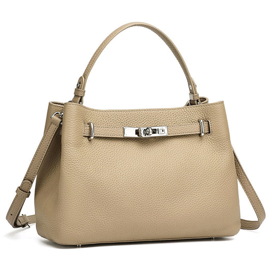 Sleek Genuine Leather Satchel Clutch Bag