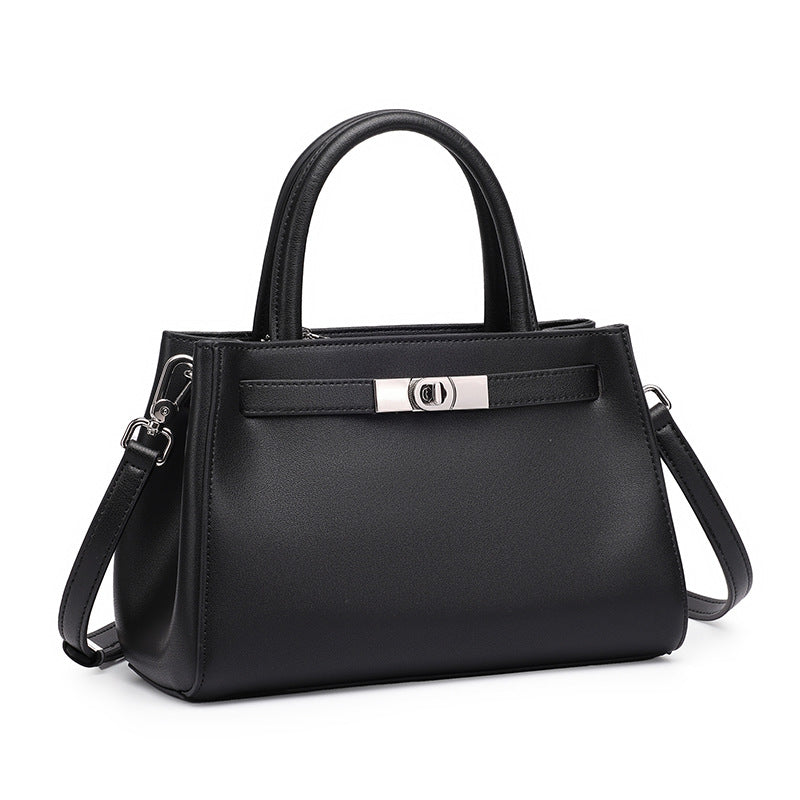 Textured Genuine Leather Kelly Satchel Elegant Crossbody Bag