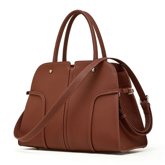The Executive Structured Genuine Leather Bag - Sophisticated Paneled Work Tote