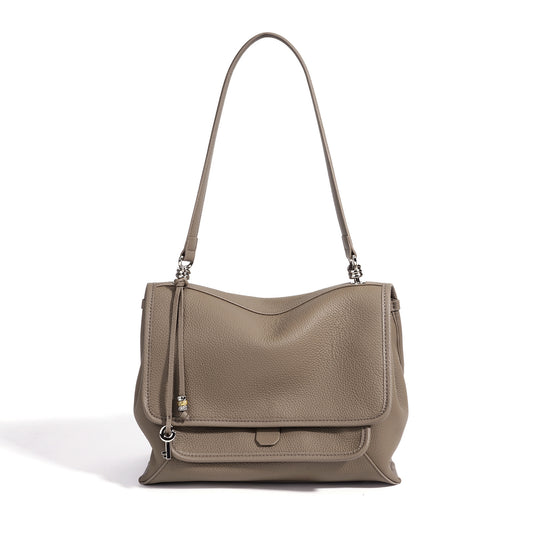 Slouchy Supple Genuine Leather Flap Messenger Clutch Bag