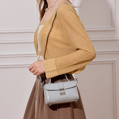 Chic Genuine Leather Cylinder Box Clutch Bag