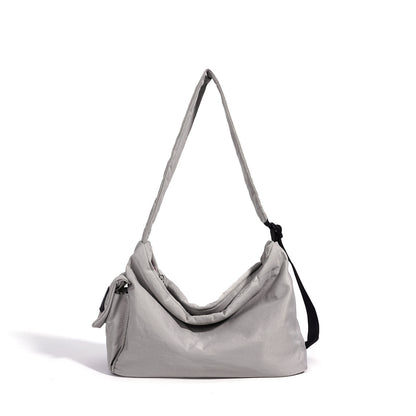 Minimalist Slouchy Nylon Shoulder Clutch Bag
