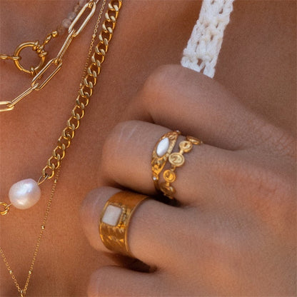 Anillo retro de acero inoxidable francés