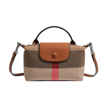 Bolso clutch bandolera de lona tejida con estampado clásico de cuadros británicos