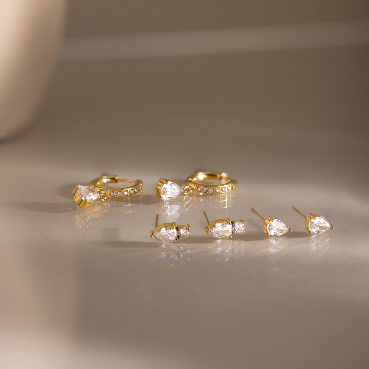 Elegant Radiant Pear Drop Earrings Set