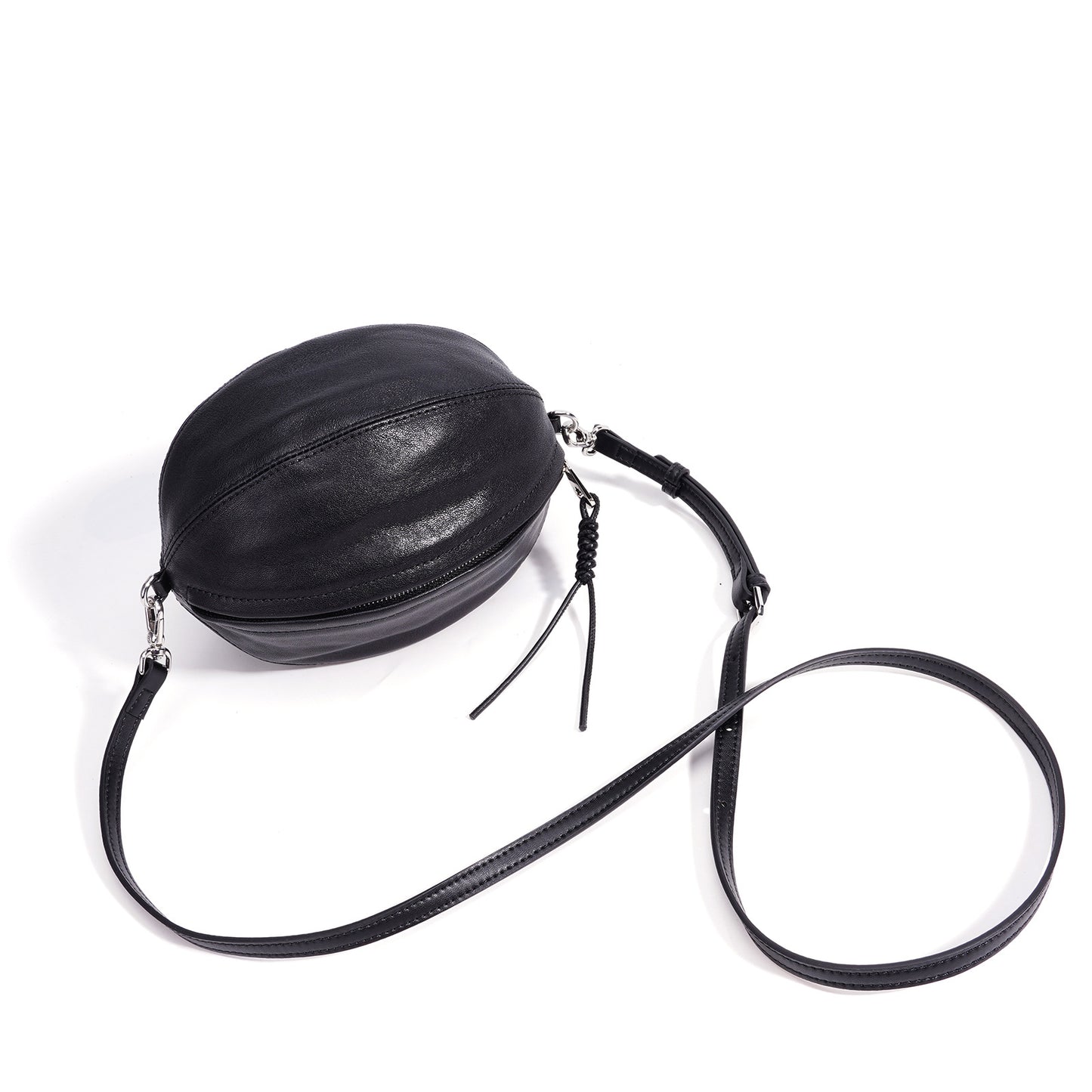 Modern Supple Genuine Sheepskin Leather Oval Rugby Clutch Bag