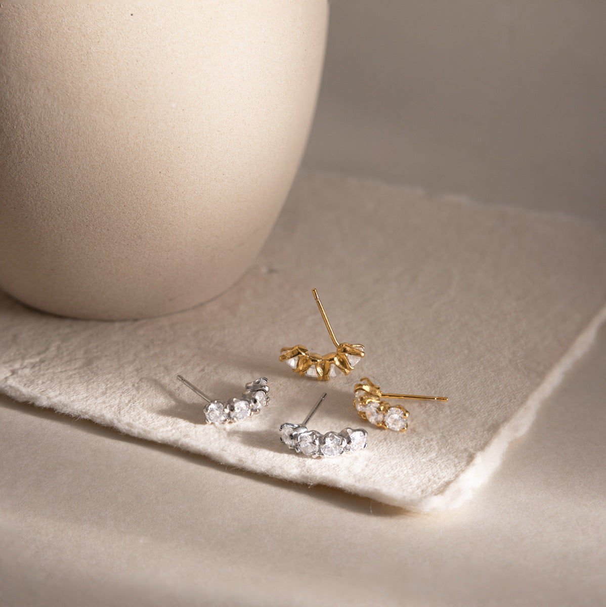 Luxury French Vintage Curved Eternity Climber Earrings