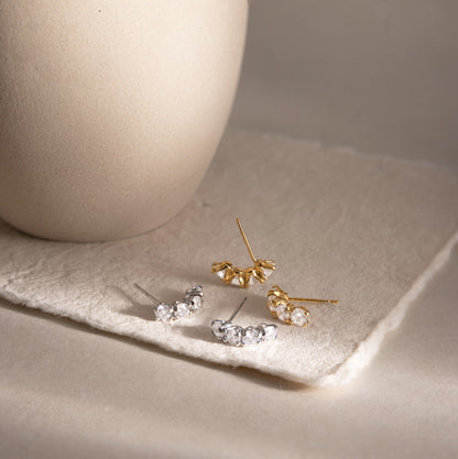 Luxury French Vintage Curved Eternity Climber Earrings