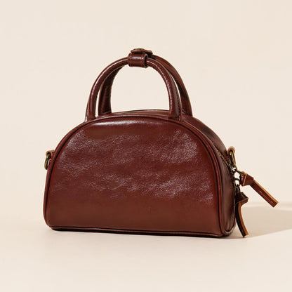 The Vintage Dome Genuine Leather Mini Boston Crossbody Bag with Top Handle