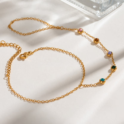 Minimalist Bracelet Inlaid with Colored Diamonds
