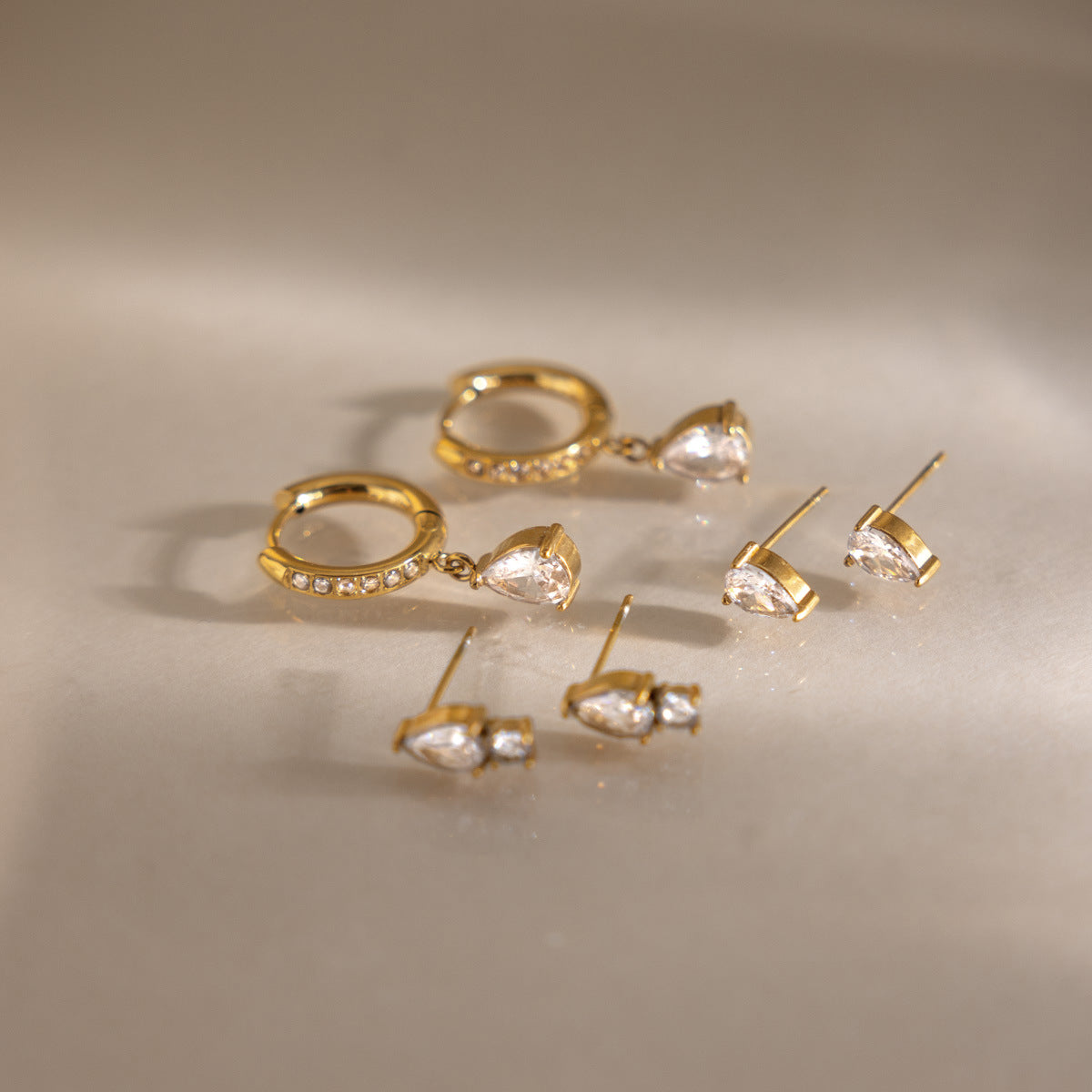 Elegant Radiant Pear Drop Earrings Set