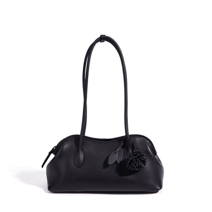 Minimalist Supple Genuine Leather Curved Clutch Bag with Playful Charm