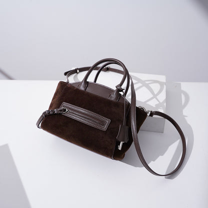 Muted Suede Genuine Leather Clutch Bag