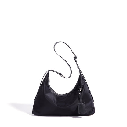 Slouchy Crescent Nylon Hobo Clutch Bag