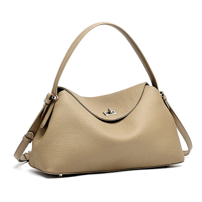 Slouchy Pebbled Genuine Leather Pillow Flip Clutch Bag