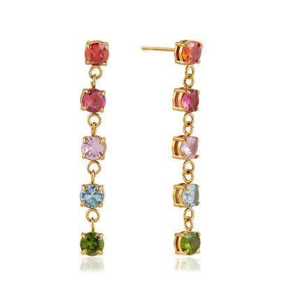 Modern Luxury Pastel Bright Tennis Chain Earrings