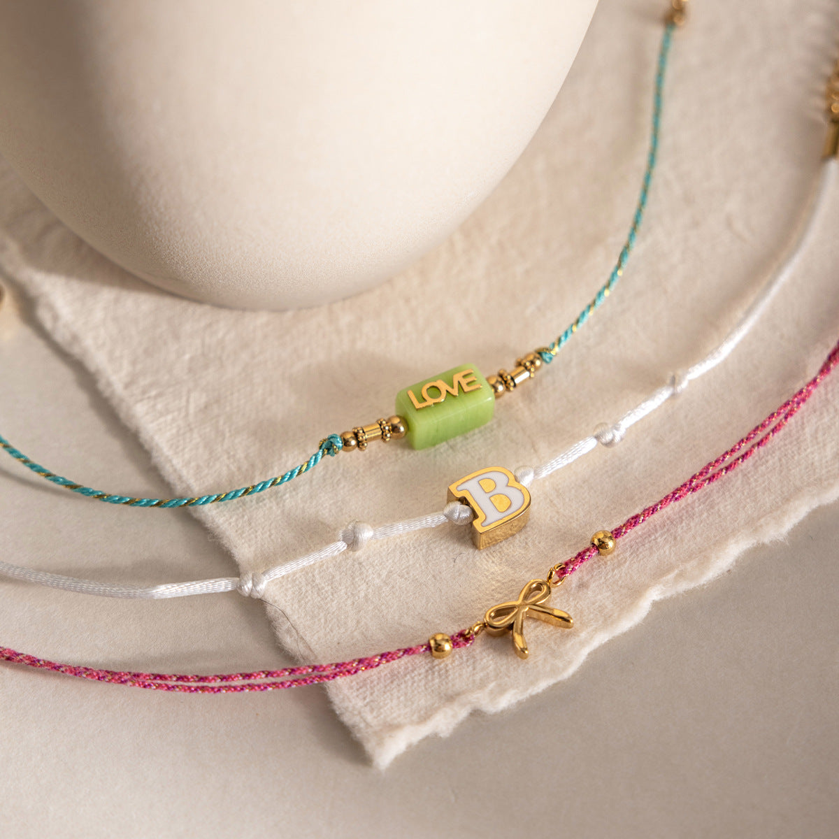 Bohemian Riviera Silk Cord Charm Bracelet