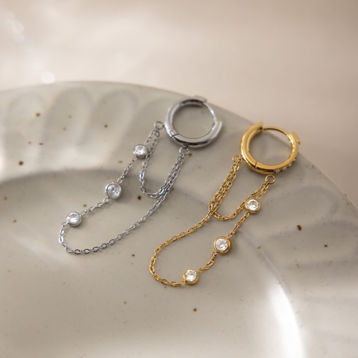 Modern Luxury Double Layer Station Chain Earrings