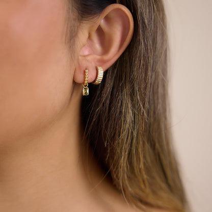 Luxury Vintage Ribbed Beaded Champagne Charm Earrings