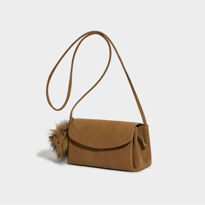 Distressed Sculptured Genuine Matte Cowhide Trapezoid Bag