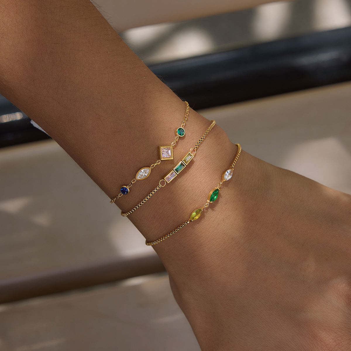 Ethereal Kaleidoscope Geometric Charm Stacking Bracelet