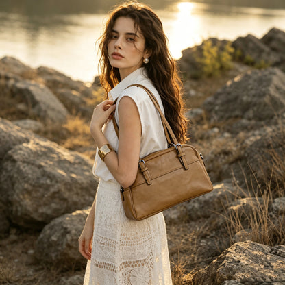 Mellow Rustic Genuine Leather Boston Clutch Bag