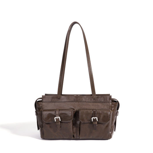 Vintage Genuine Leather Cargo Satchel Clutch Bag