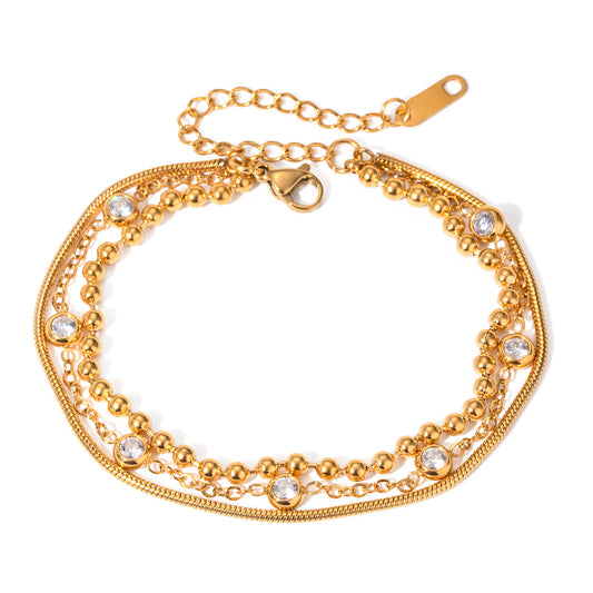 Multi-Layer Bracelet Adorned with Zircons