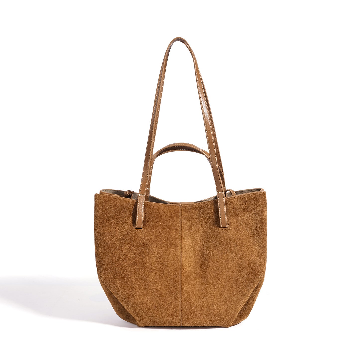 Vintage Suede Genuine Leather Tote Clutch Bag with Coin Pouch