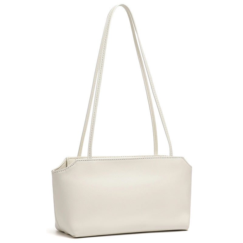 Minimalist Genuine Lambskin Leather Baguette Clutch Bag