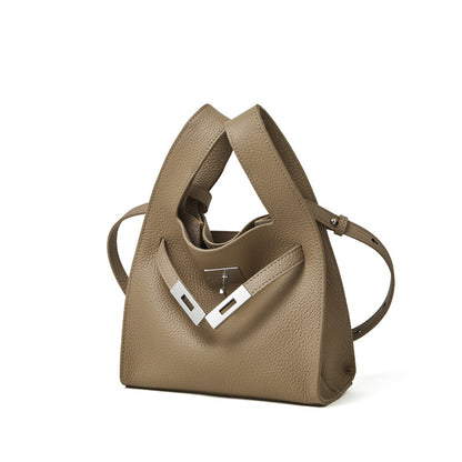 Classic Genuine Leather Chic Daily Crossbody Bucket Bag