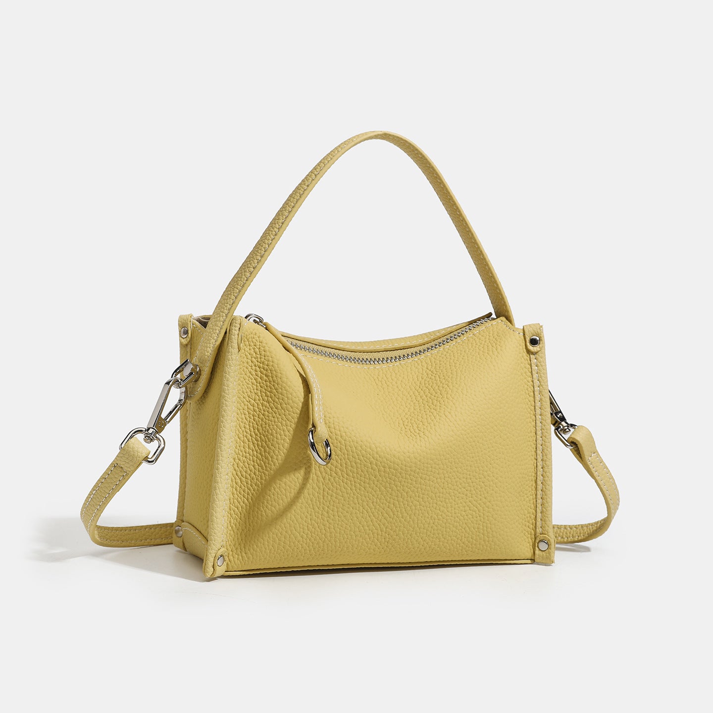 Clean-lined Pebbled Genuine Leather Crossbody Clutch Bag