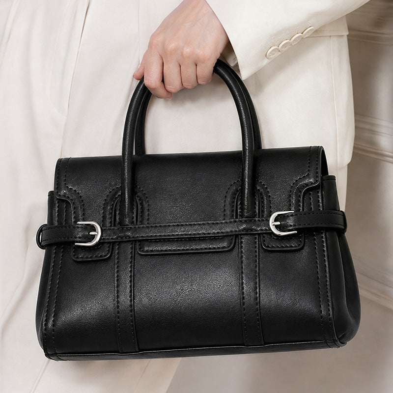 Sleek Genuine Leather Flap Satchel Clutch Bag