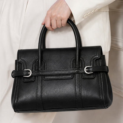 Sleek Genuine Leather Flap Satchel Clutch Bag