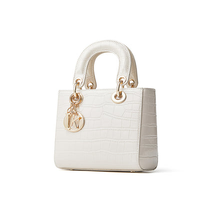 Women's Luxury Croc-Embossed Genuine Leather Top-Handle Bag