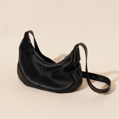 Obsidian Slouch Crescent Genuine Leather Hobo Bag