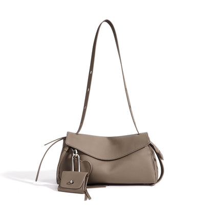 Mellow Pebbled Genuine Leather Flap Clutch Bag with Coin Pouch