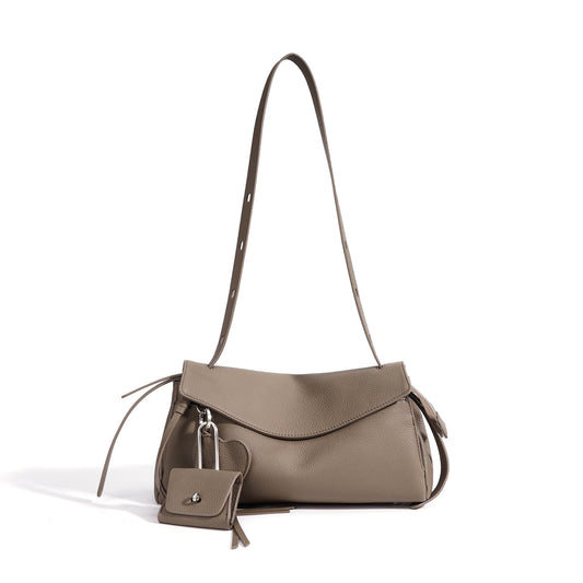 Mellow Pebbled Genuine Leather Flap Clutch Bag with Coin Pouch